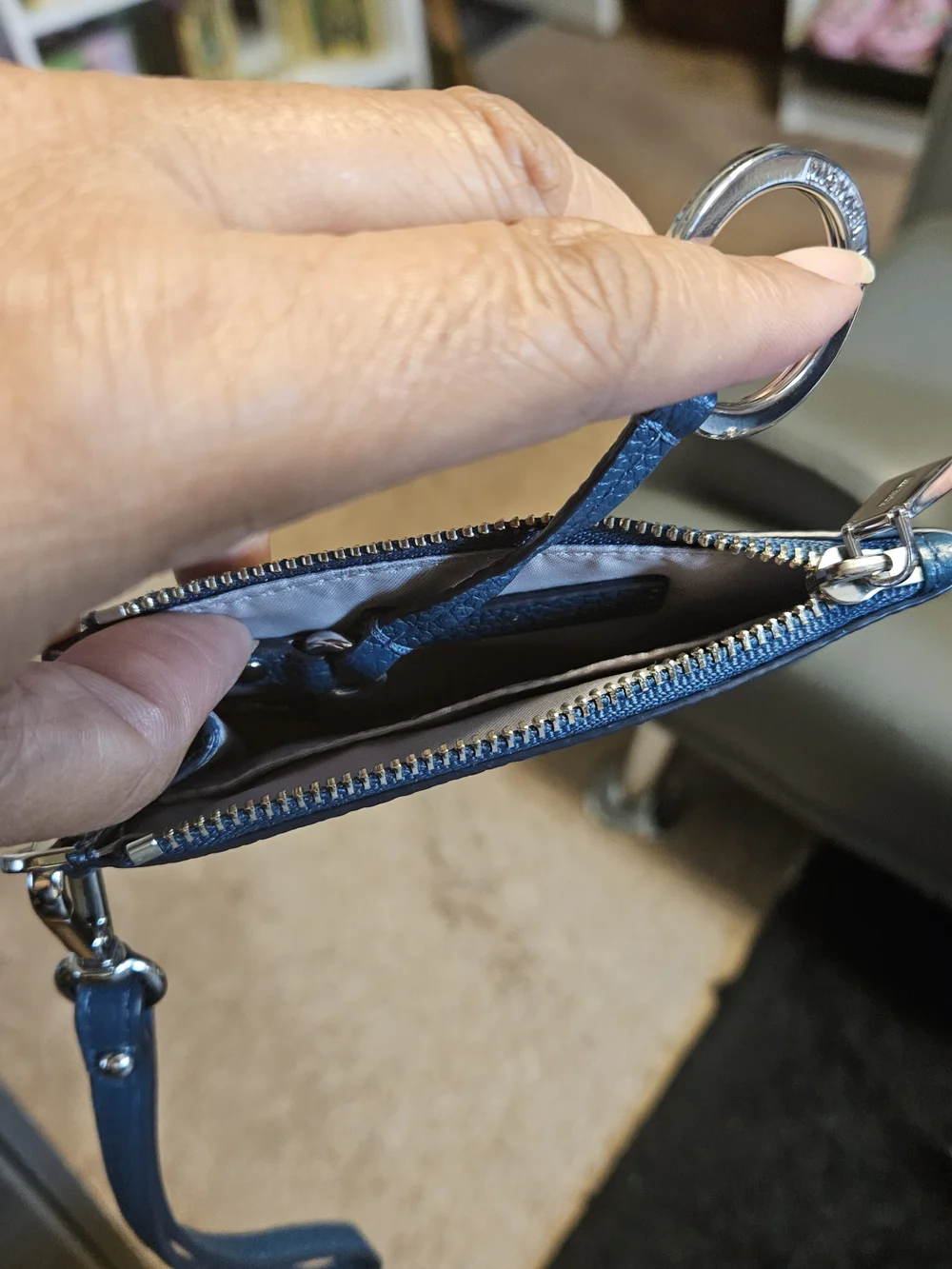 Michael Kors Teal Blue Pebbled Leather Tote with Wristlet